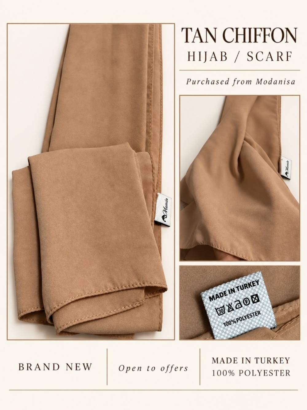 Tan Chiffon Hijab